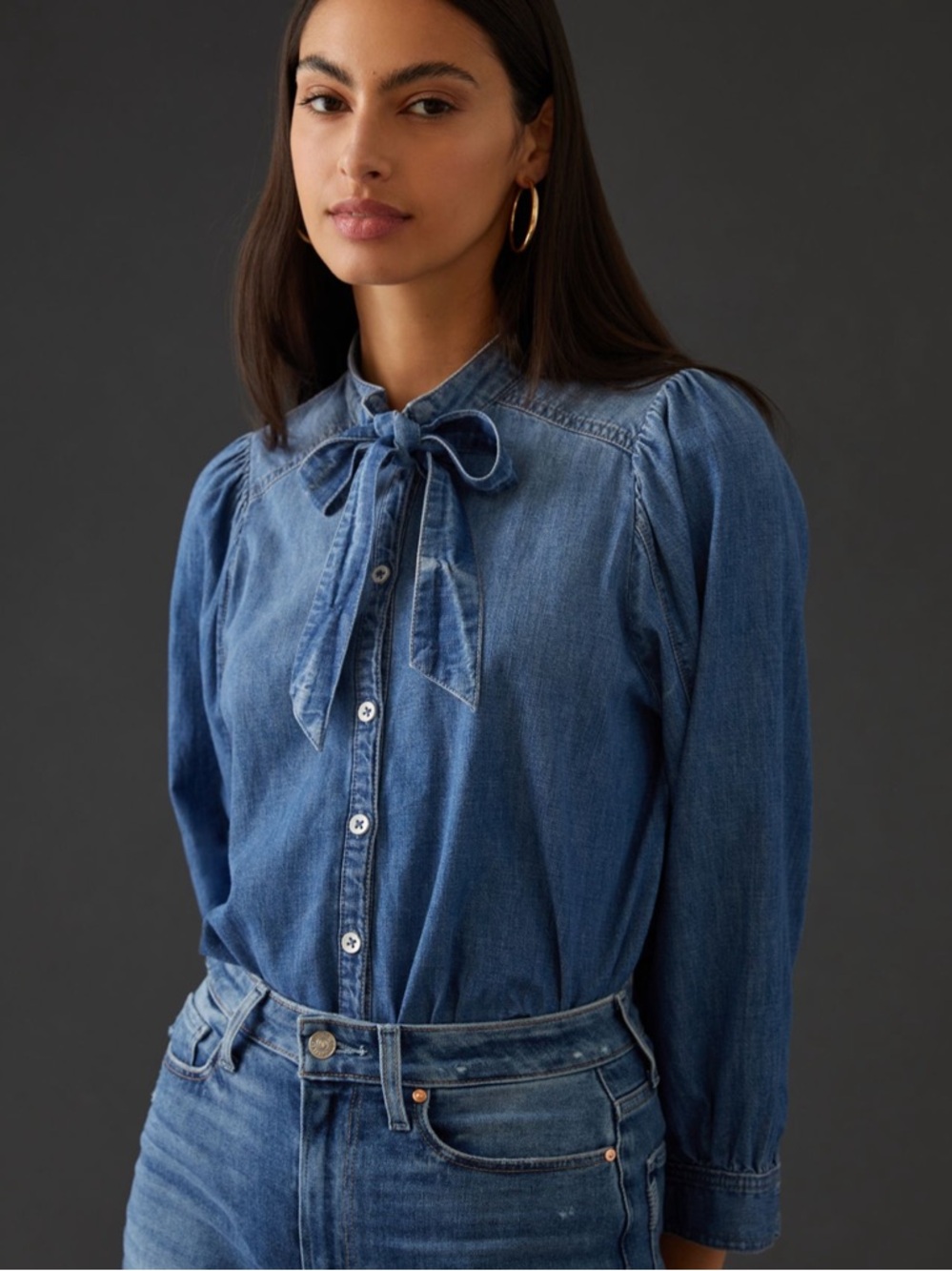Anthropologie Pilcro Tie-Neck Blouse